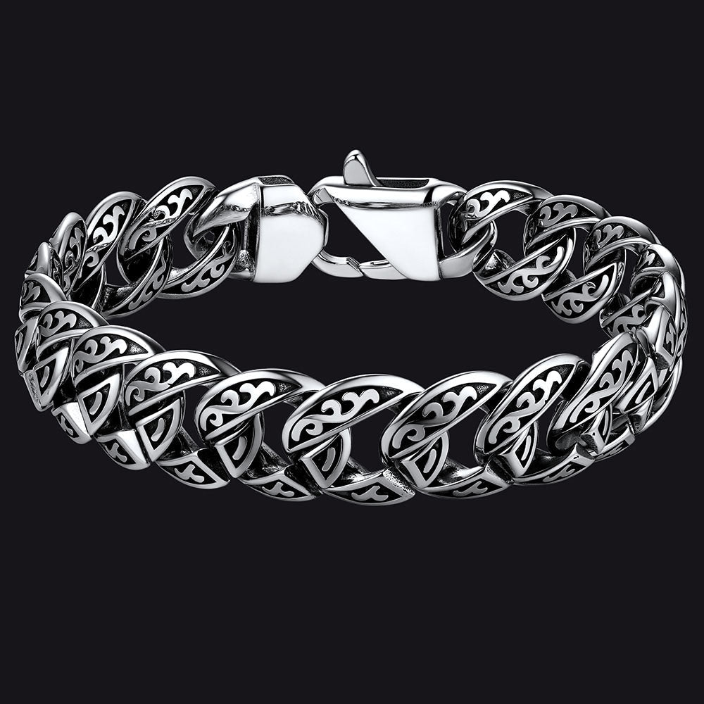 Stainless Steel Celtic Chunky Cuban Link Chain Bracelet for