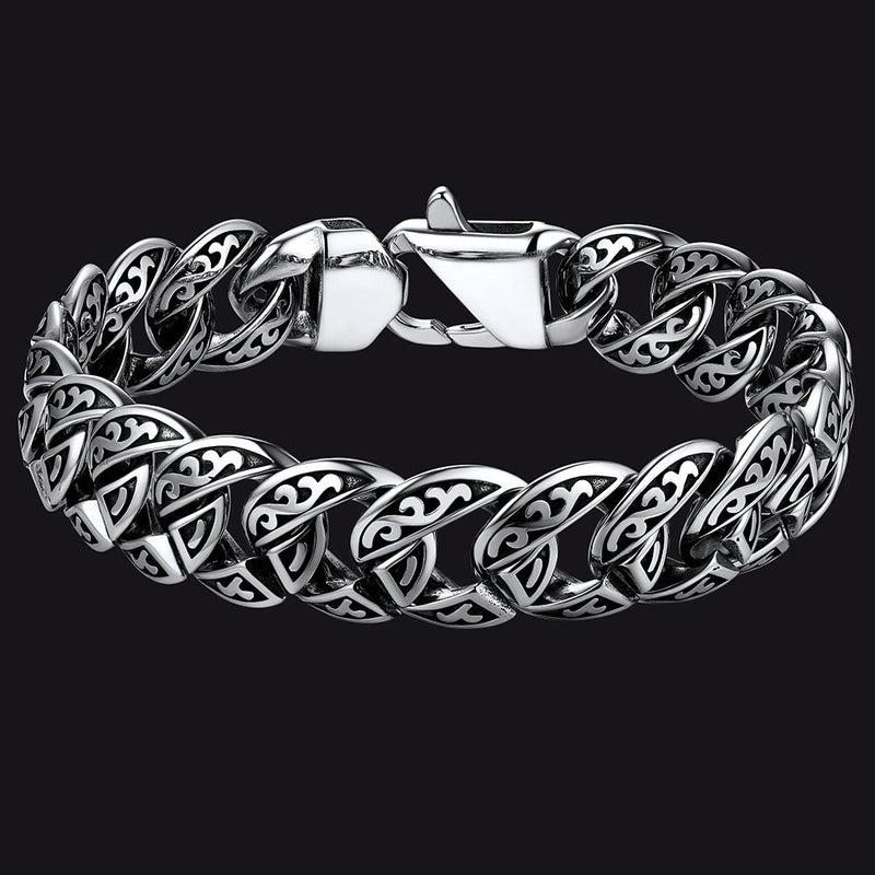 Stainless Steel Celtic Chunky Cuban Link Chain Bracelet for