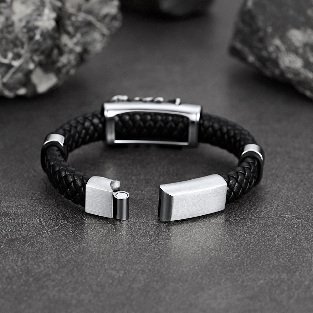 Punk Scorpion Black Braided Leather Bracelet Bangle Gift for Son Grandson