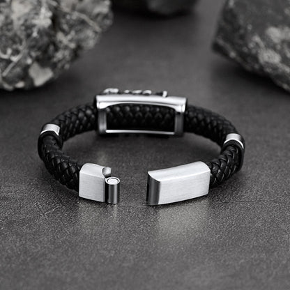 Punk Scorpion Black Braided Leather Bracelet Bangle Gift for Son Grandson