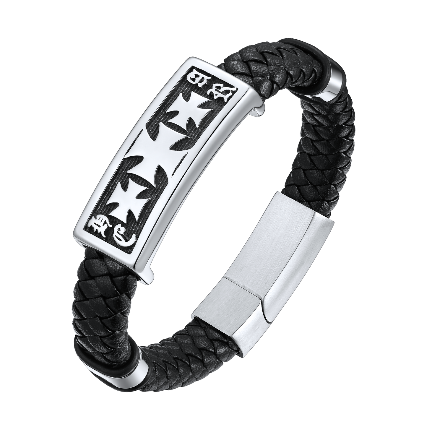 Christian Knights Templar Cross Leather Bracelet for