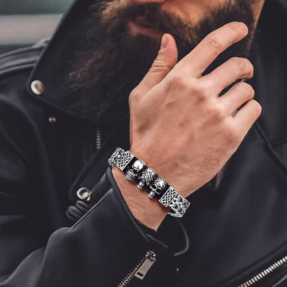Halloween Gothic Skull Chain Bracelet for With Celtic Knot in Stainless Steel