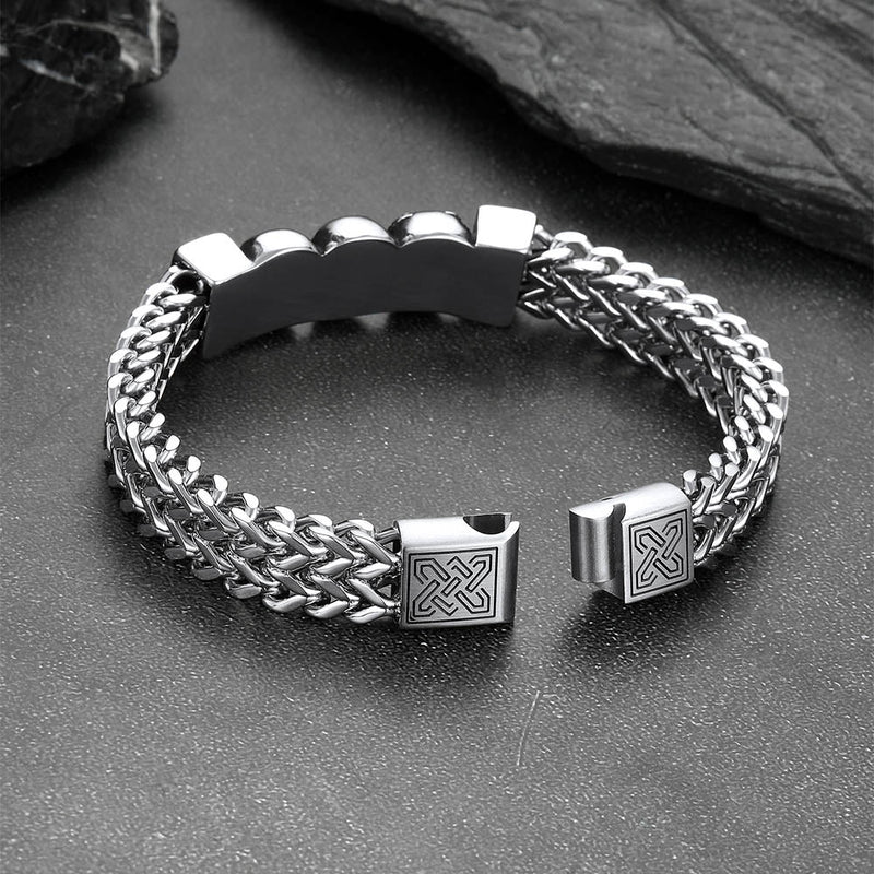 Halloween Gothic Skull Chain Bracelet for With Celtic Knot in Stainless Steel