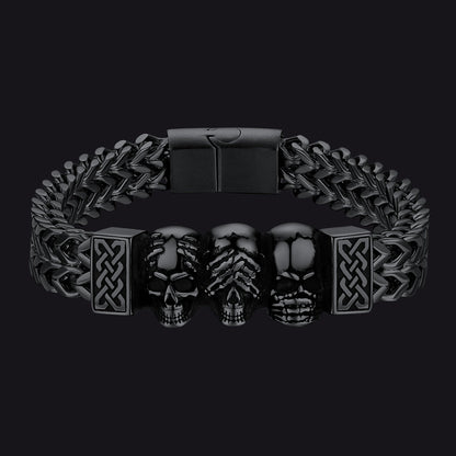 Halloween Gothic Skull Chain Bracelet for With Celtic Knot in Stainless Steel