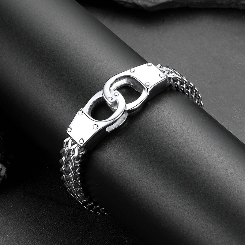 Handcuffs Chain Bracelet for With Celtic Knot in Stainless Steel