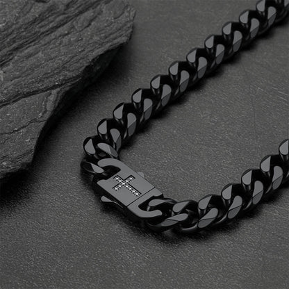 Miami Cuban Link Chain Necklace With Cross for
