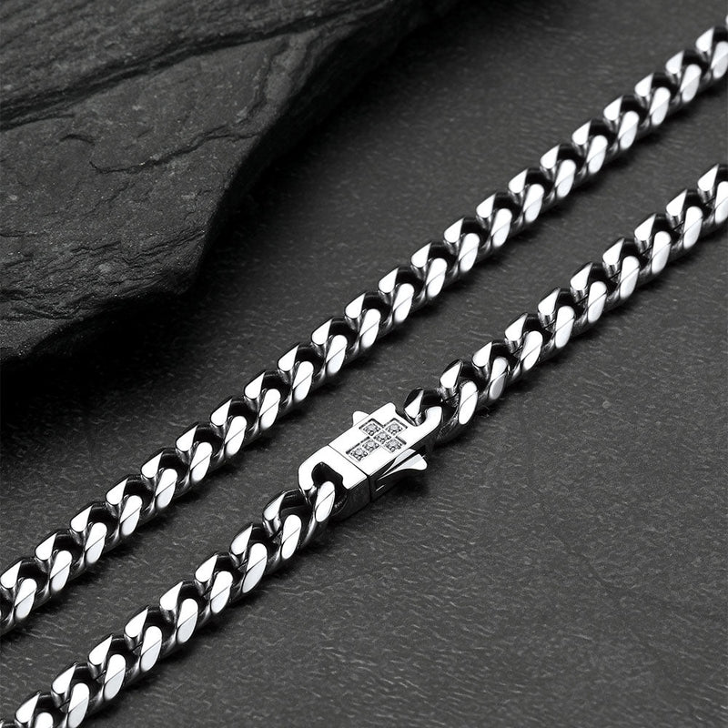 Miami Cuban Link Chain Necklace With Cross for