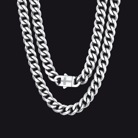 Miami Cuban Link Chain Necklace With Cross for