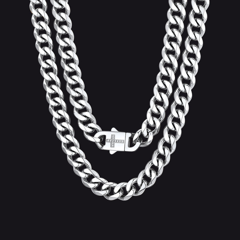 Miami Cuban Link Chain Necklace With Cross for