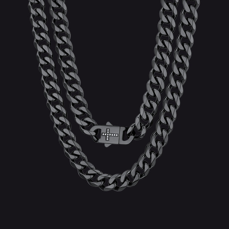 Miami Cuban Link Chain Necklace With Cross for