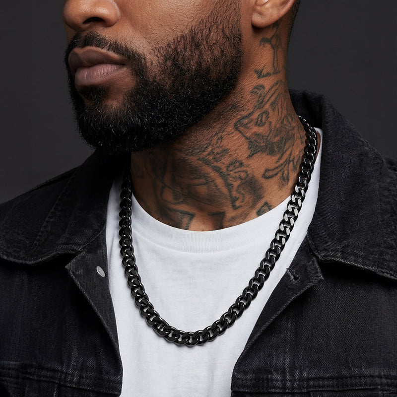 Miami Cuban Link Chain Necklace With Cross for