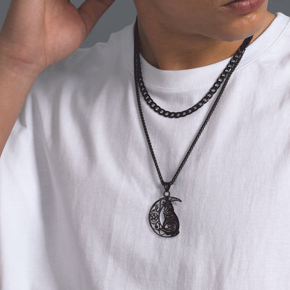 Viking Celtic Crescent Moon Wolf Necklace Jewelry for