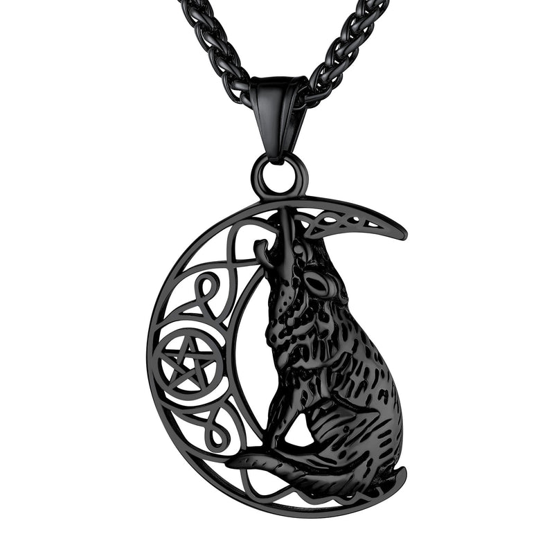 Viking Celtic Crescent Moon Wolf Necklace Jewelry for