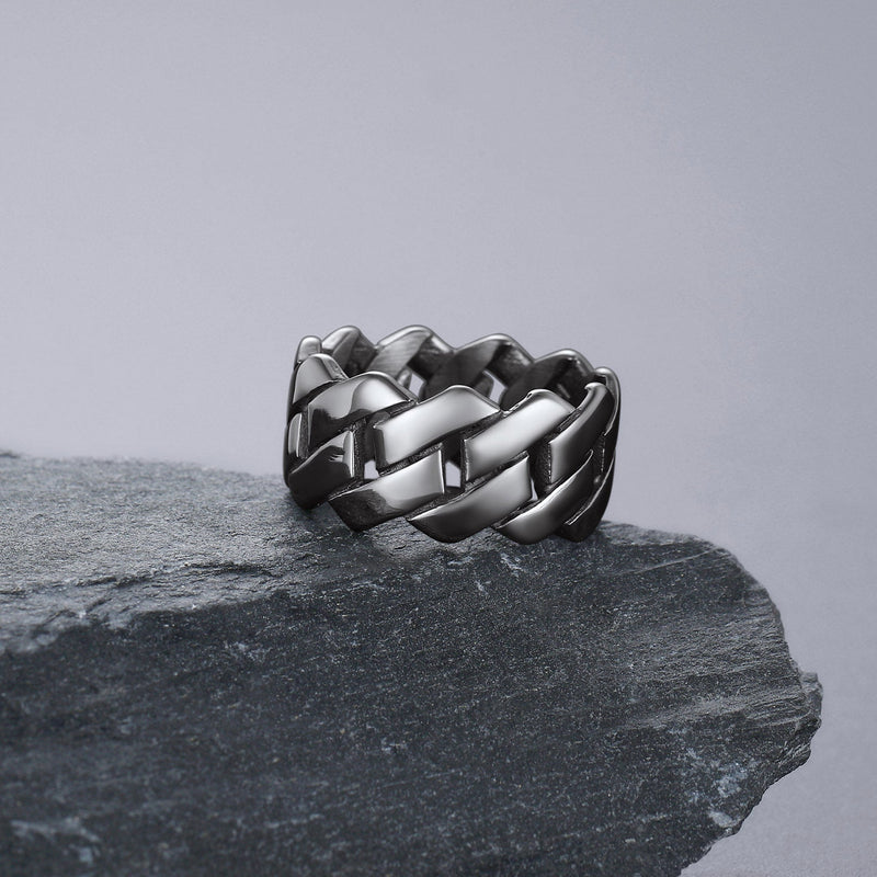 Biker Cuban Chain Stainless Steel Ring for 11mm