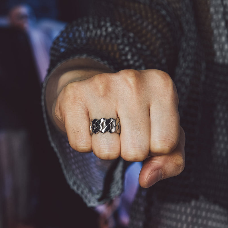 Biker Cuban Chain Stainless Steel Ring for 11mm