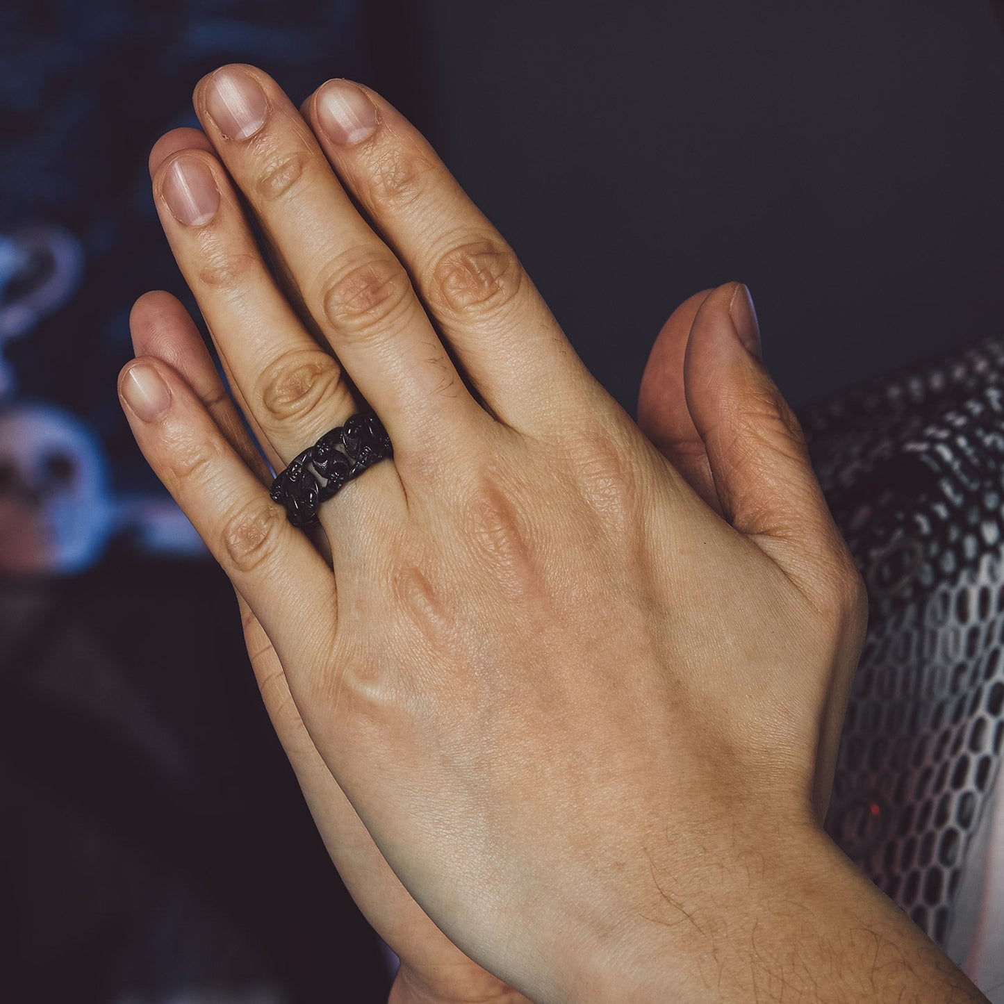 Gothic Chunky Chain Skull Ring for 10mm