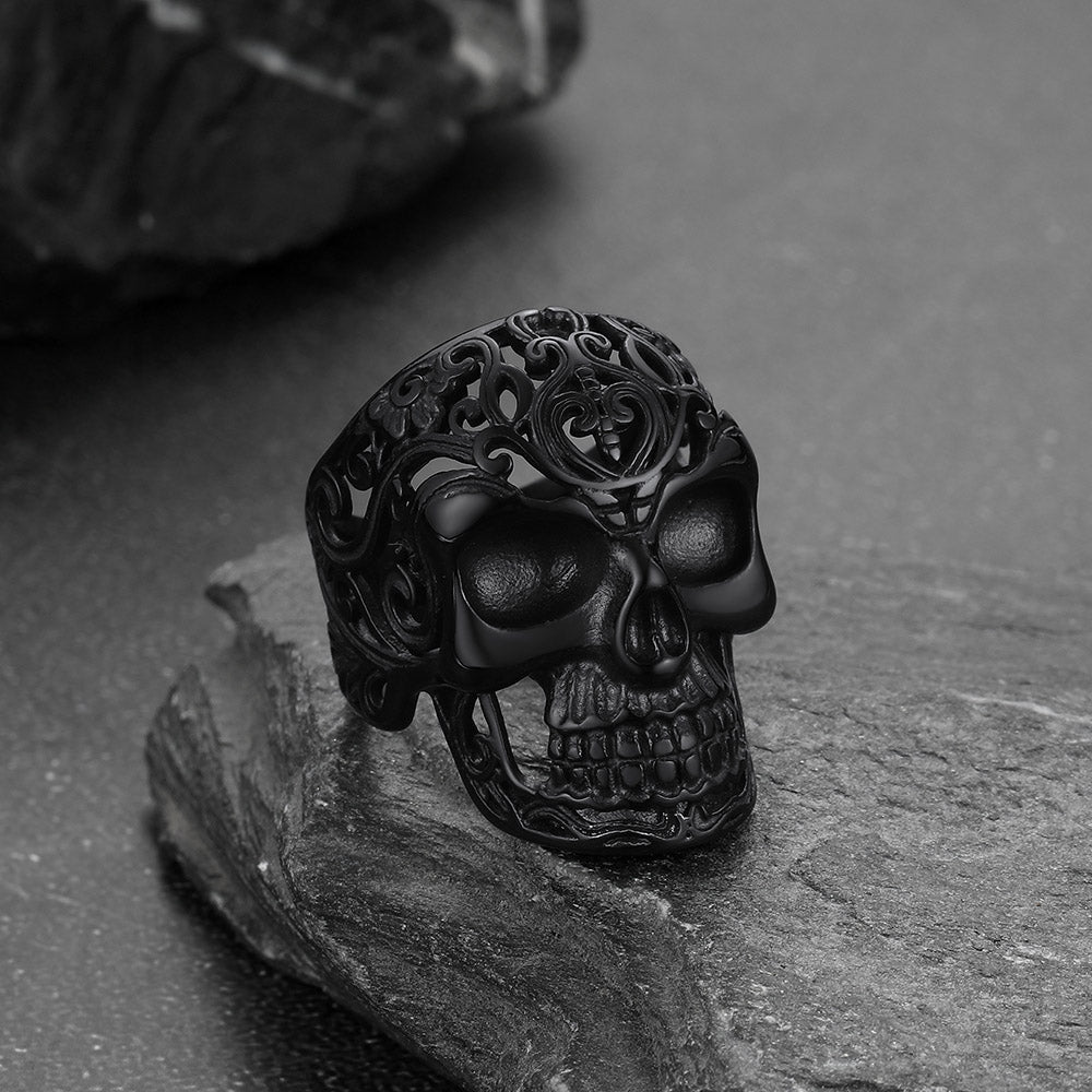 Gothic Skull Hollow Sugar Stainless Steel Ring for