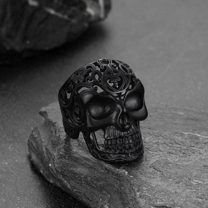Gothic Skull Hollow Sugar Stainless Steel Ring for