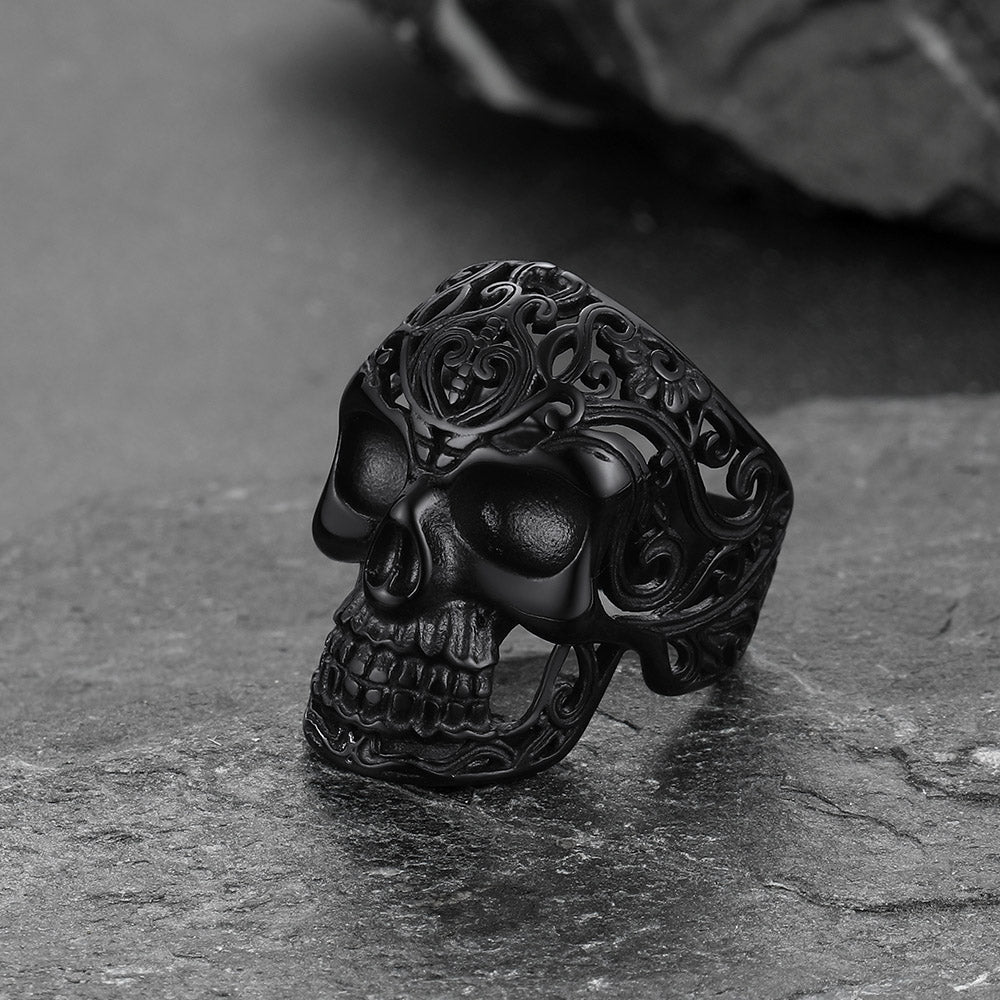Gothic Skull Hollow Sugar Stainless Steel Ring for