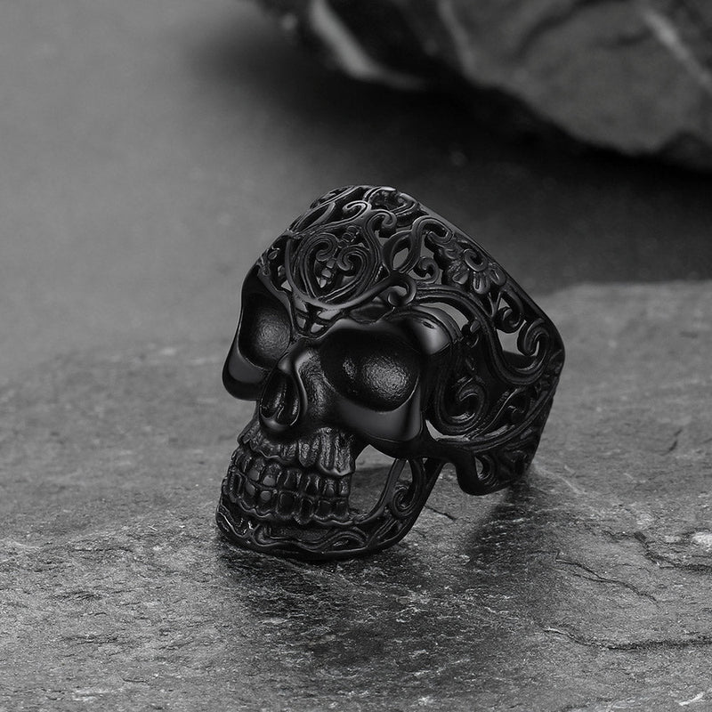 Gothic Skull Hollow Sugar Stainless Steel Ring for