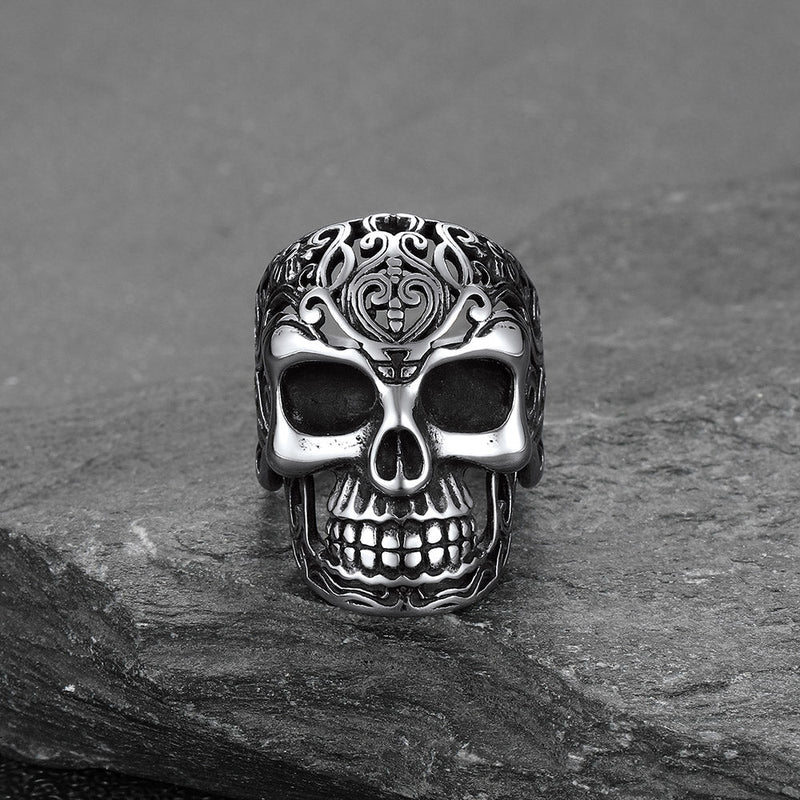 Gothic Skull Hollow Sugar Stainless Steel Ring for