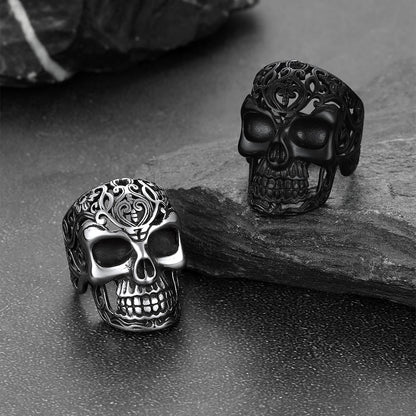 Gothic Skull Hollow Sugar Stainless Steel Ring for