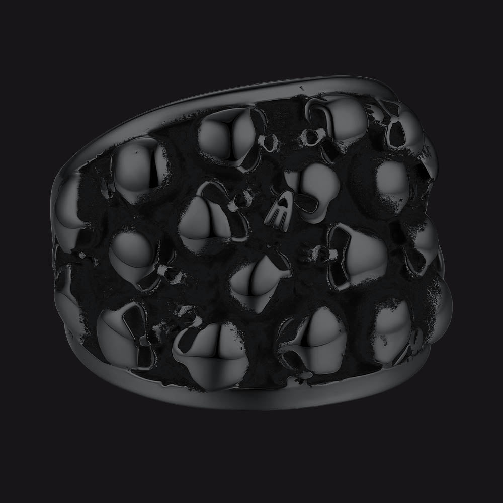 Gothic Skeleton Multi Skull Stainless Steel Band Ring for
