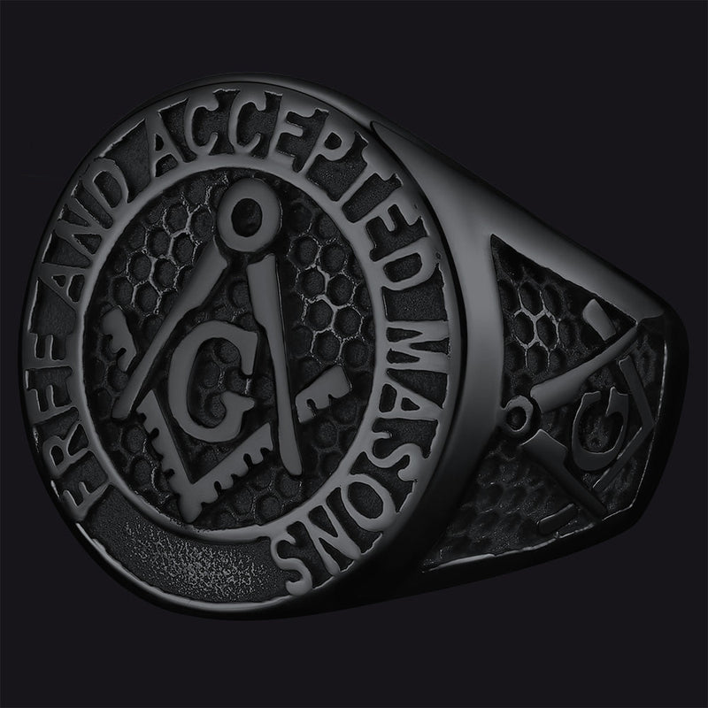 Stainless Steel Masonic Signet Ring for Freemasonry
