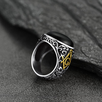 Masonic Black Onyx Ring for Father