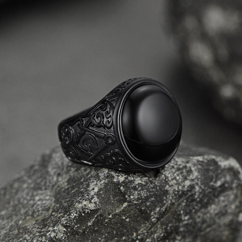 Masonic Black Onyx Ring for Father