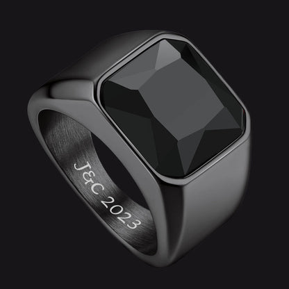 Engraved Cz Gemstone Band Ring for
