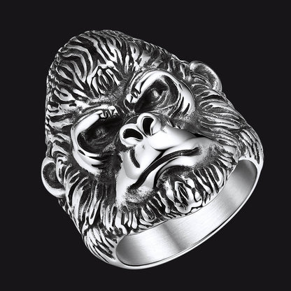 Biker Gorilla King Stainless Steel Ring for