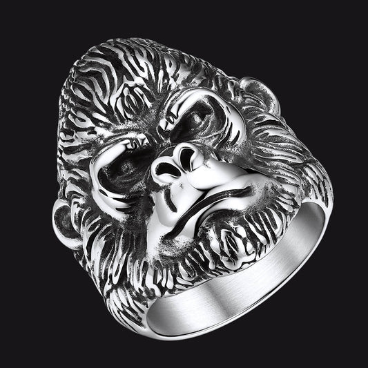 Biker Gorilla King Stainless Steel Ring for