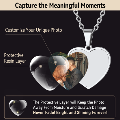 Customized Heart Photo Picture Necklace With Calendar for