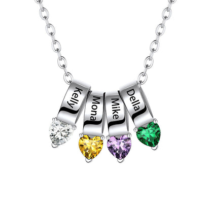 Customized Names Heart Birthstone Necklace for Mother