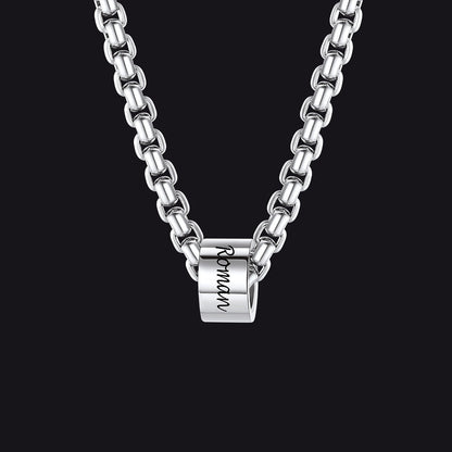 Customized Engraved Name Beads Chain Necklace for