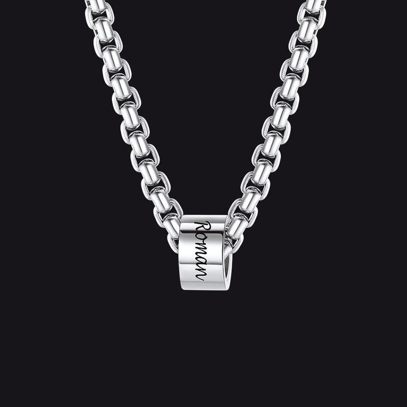 Customized Engraved Name Beads Chain Necklace for