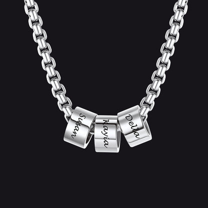 Customized Engraved Name Beads Chain Necklace for