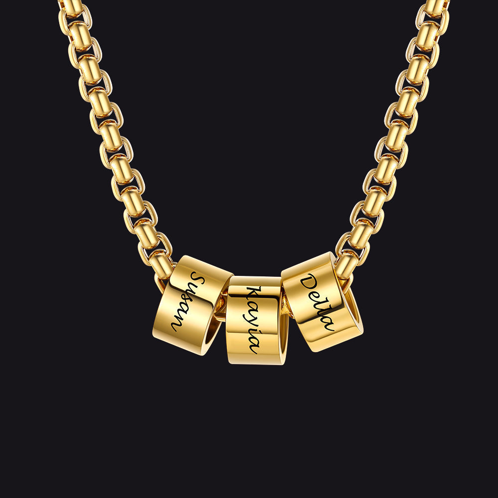 Customized Engraved Name Beads Chain Necklace for
