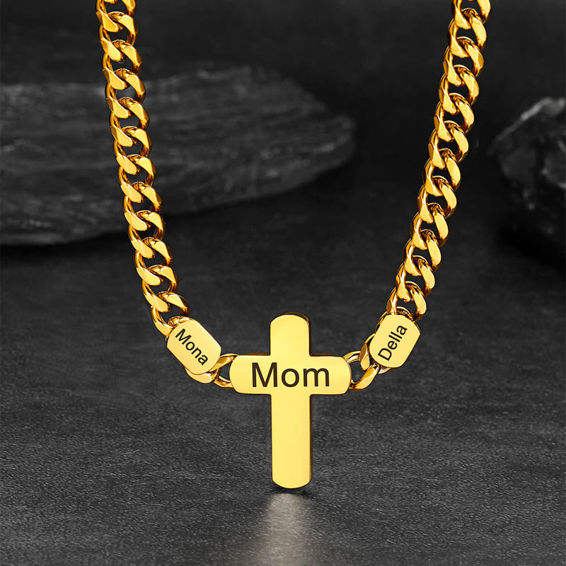 Customized Name Cuban Chain Cross Necklace for 7mm