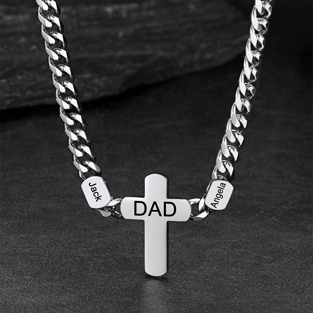 Customized Name Cuban Chain Cross Necklace for 7mm