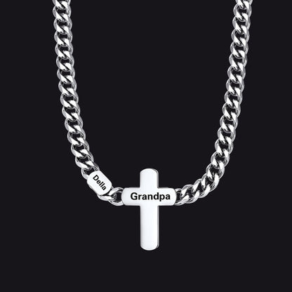 Customized Name Cuban Chain Cross Necklace for 7mm