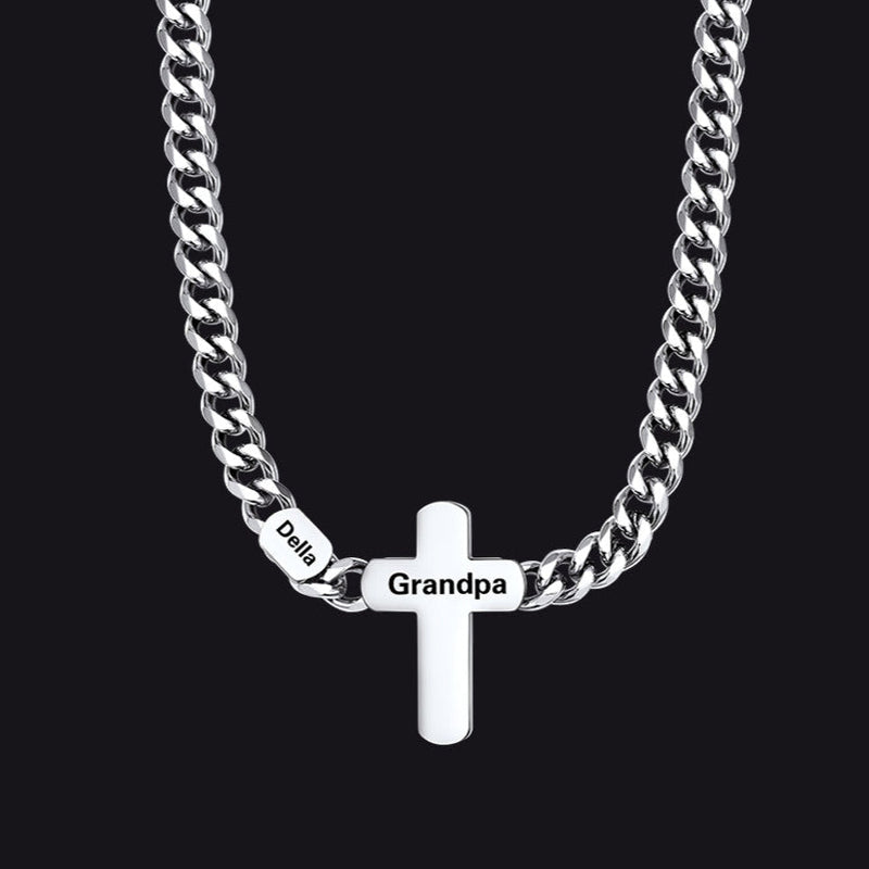 Customized Name Cuban Chain Cross Necklace for 7mm