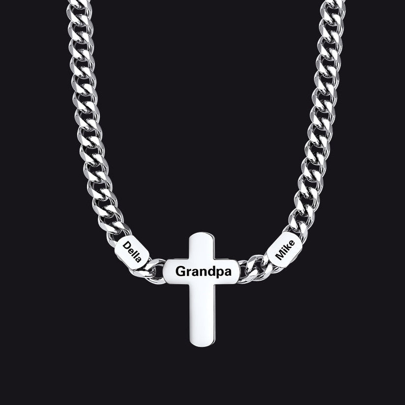 Customized Name Cuban Chain Cross Necklace for 7mm