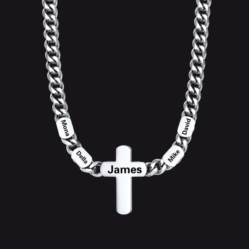 Customized Name Cuban Chain Cross Necklace for 7mm