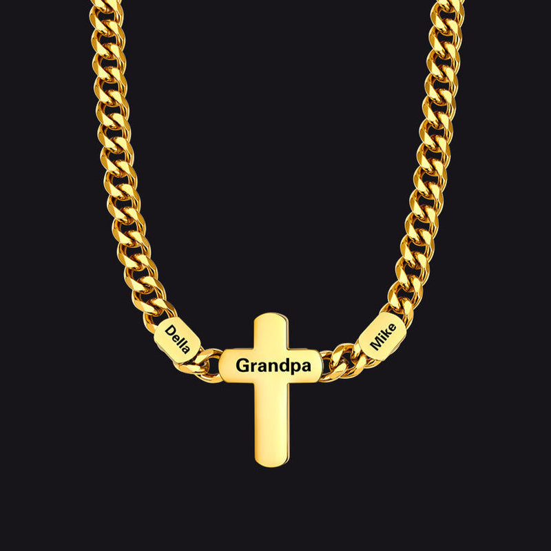 Customized Name Cuban Chain Cross Necklace for 7mm