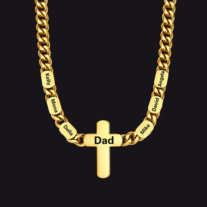 Customized Name Cuban Chain Cross Necklace for 7mm
