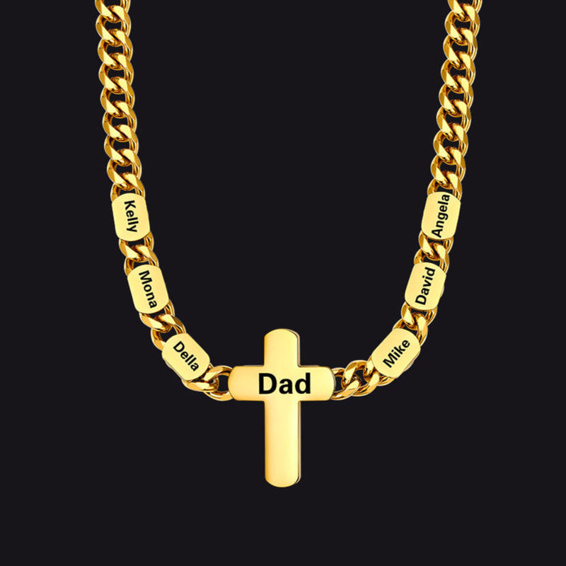 Customized Name Cuban Chain Cross Necklace for 7mm
