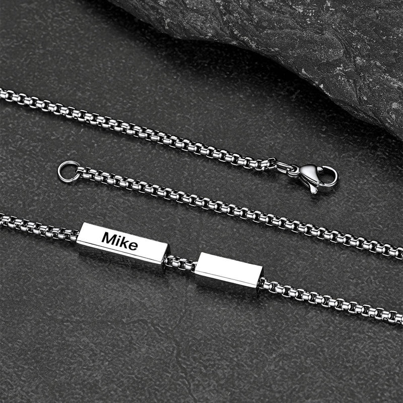 Custom Engraved Names Bar Chain Necklace for
