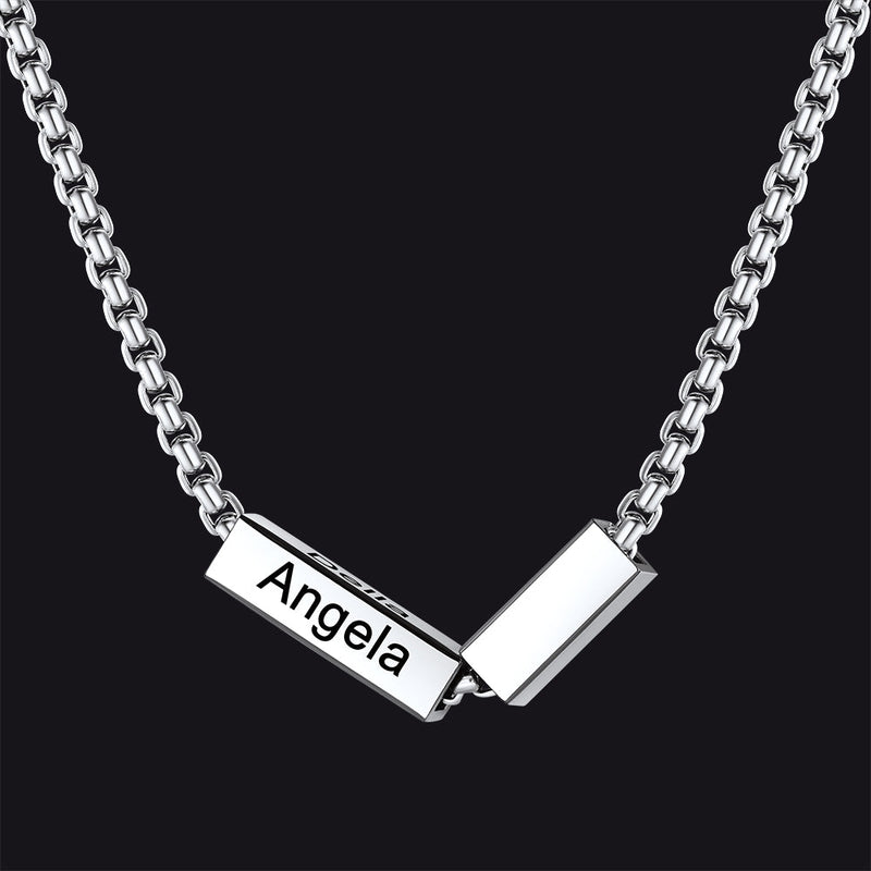 Custom Engraved Names Bar Chain Necklace for